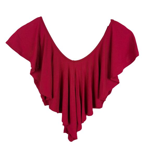Vtg Y2K Wet Seal Flutter Asymmetrical Crop Top Red Womens Sz S Lined Made in USA - Picture 1 of 7